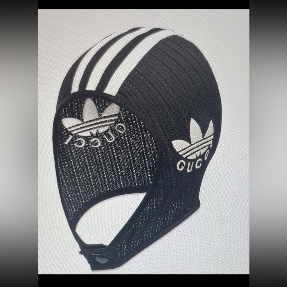 Black Logo Knit Earflap Hat with White Trim